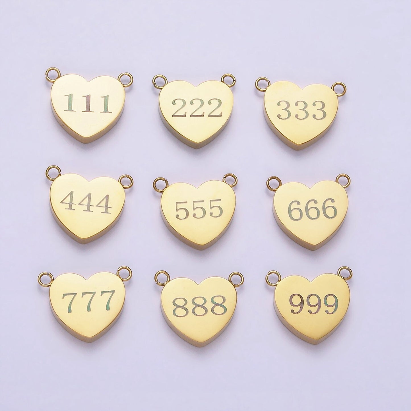 Dainty Gold Angel Number Charm Connector Mini Heart Lucky Number for Necklace Bracelet Component Personalized Jewelry Tarnish Free AB1230