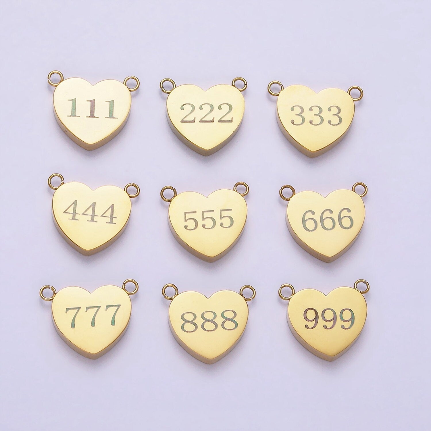 Dainty Gold Angel Number Charm Connector Mini Heart Lucky Number for Necklace Bracelet Component Personalized Jewelry Tarnish Free AB1230