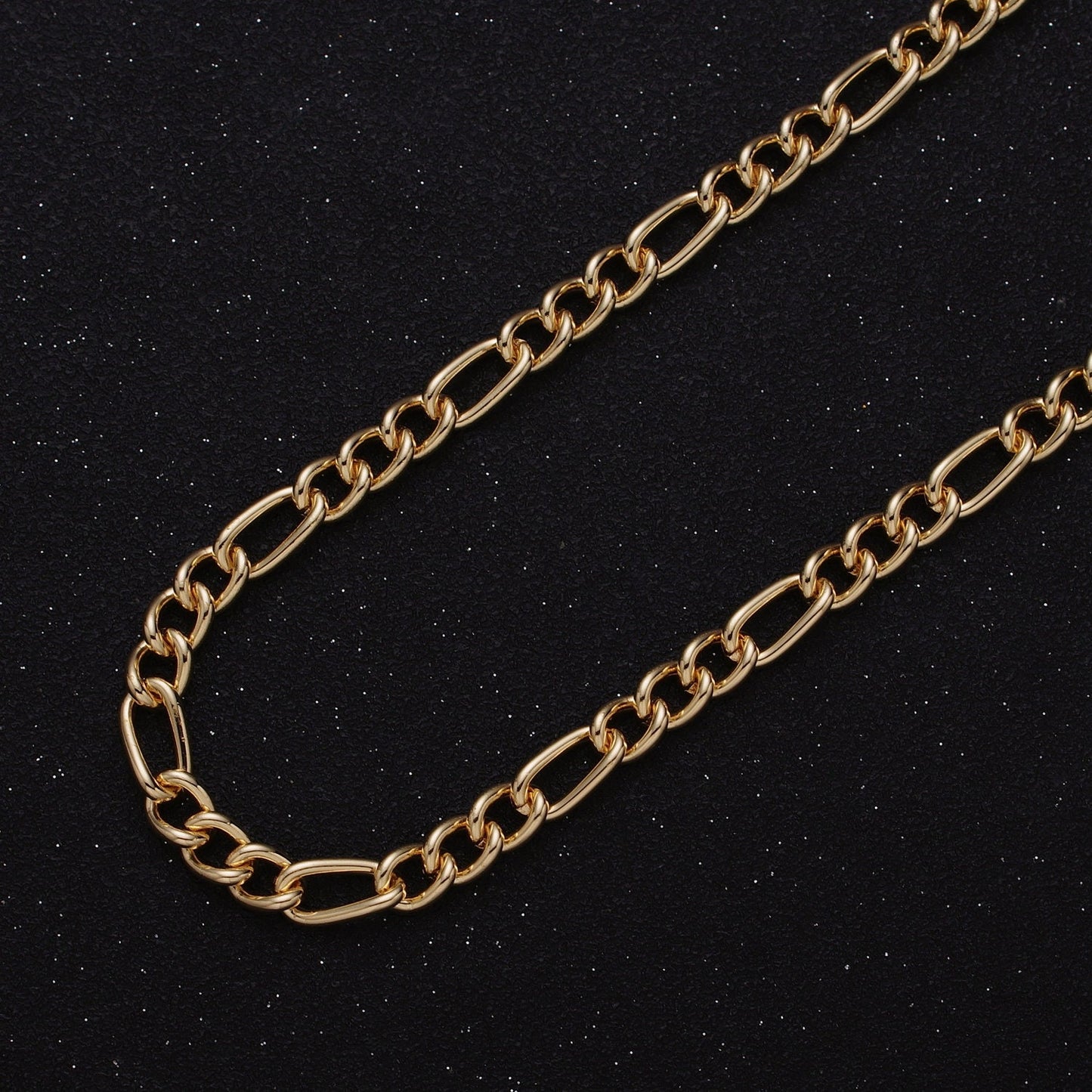 16K Gold Filled 5.3mm Figaro Unfinished Chain by Yard in Gold & Silver | ROLL-1233 ROLL-1234