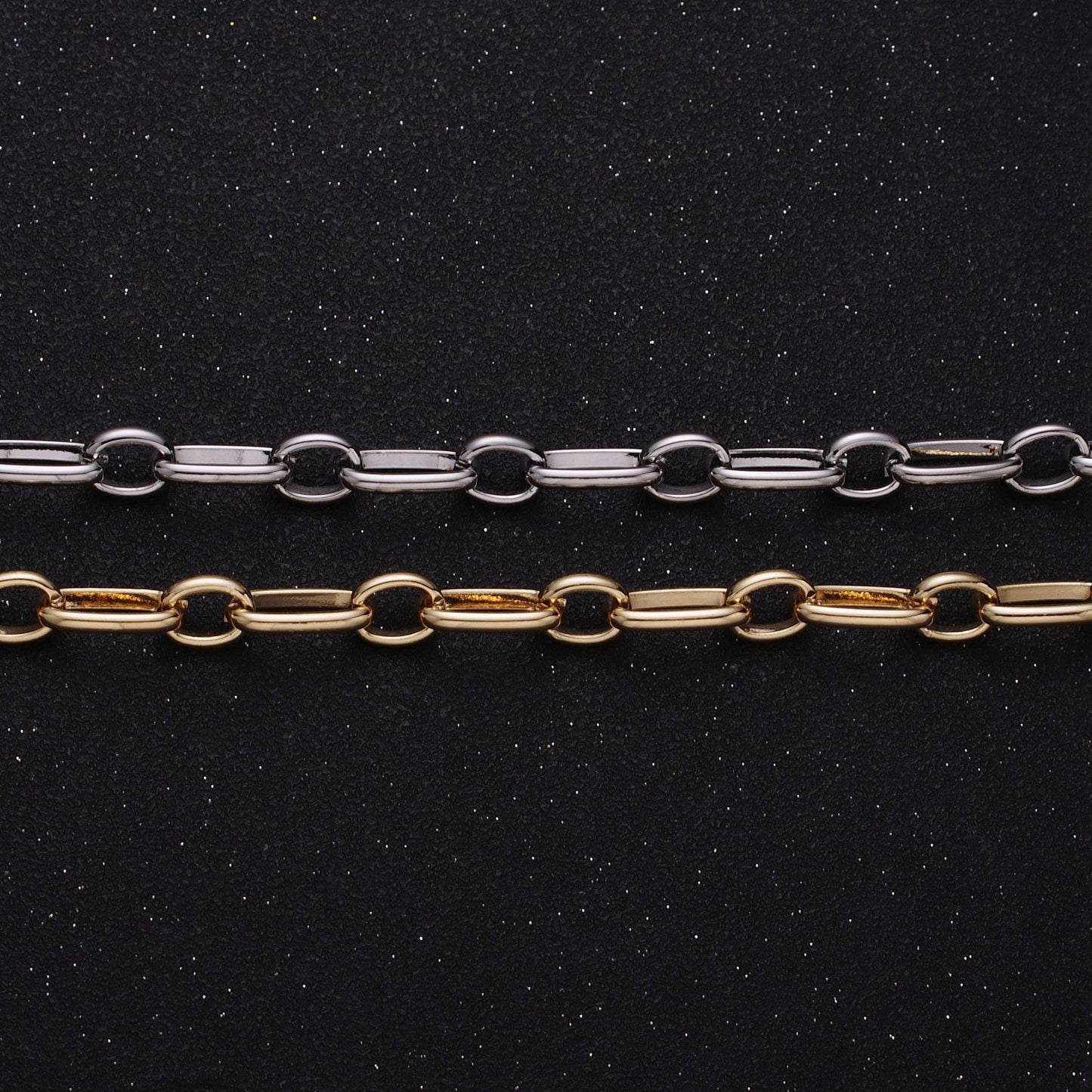 16K Gold Filled 7.2mm Width Oval Paperclip Cable Link Unfinished Chain by Yard in Gold & Silver | ROLL-1229 ROLL-1230