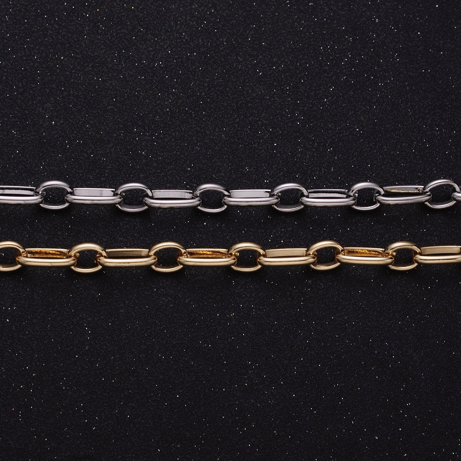 16K Gold Filled 7.2mm Width Oval Paperclip Cable Link Unfinished Chain by Yard in Gold & Silver | ROLL-1229 ROLL-1230