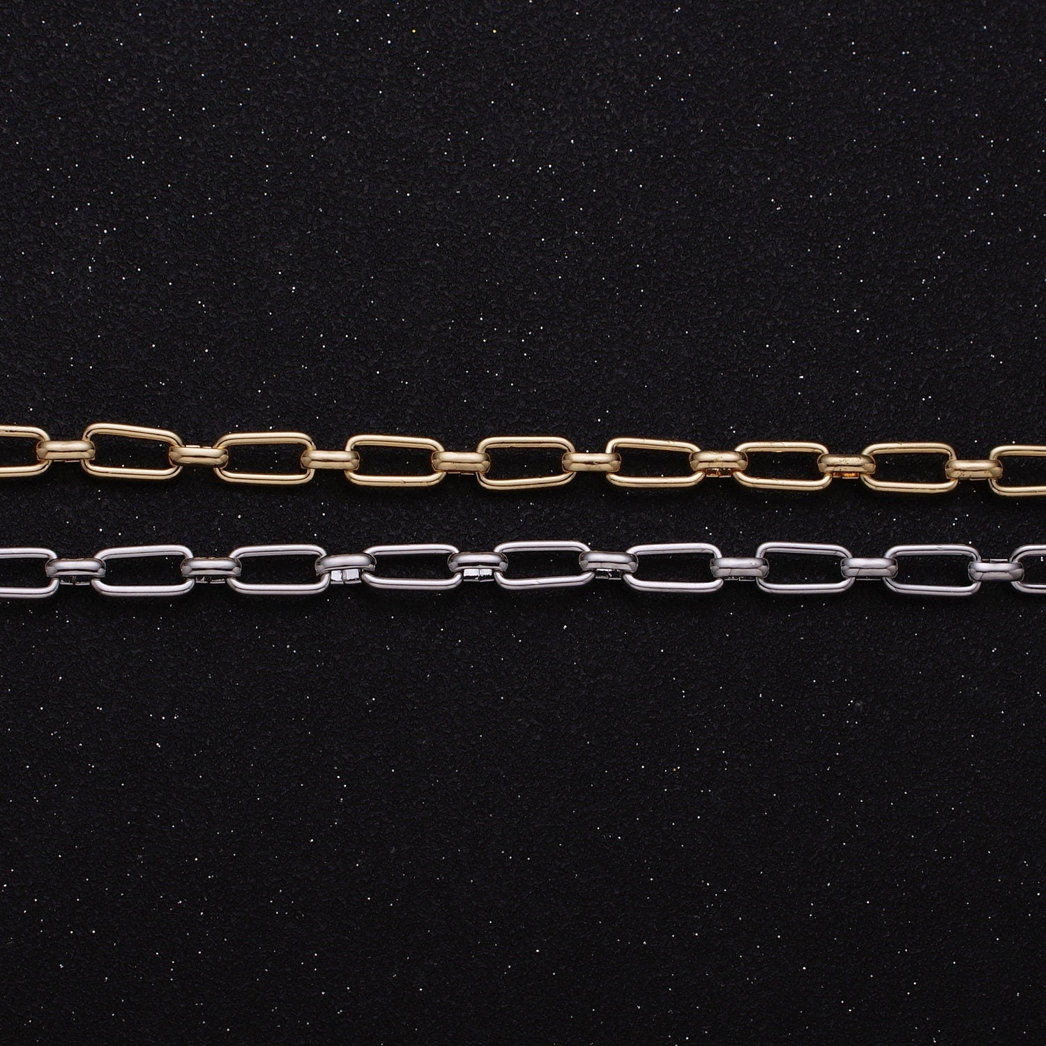 5.3mm Width Paperclip Chain 24K Gold Filled Chain by Yard, Elongated Link Chain Wholesale Unfinished Paper Clip Link Roll-1235