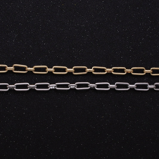 5.3mm Width Paperclip Chain 24K Gold Filled Chain by Yard, Elongated Link Chain Wholesale Unfinished Paper Clip Link Roll-1235
