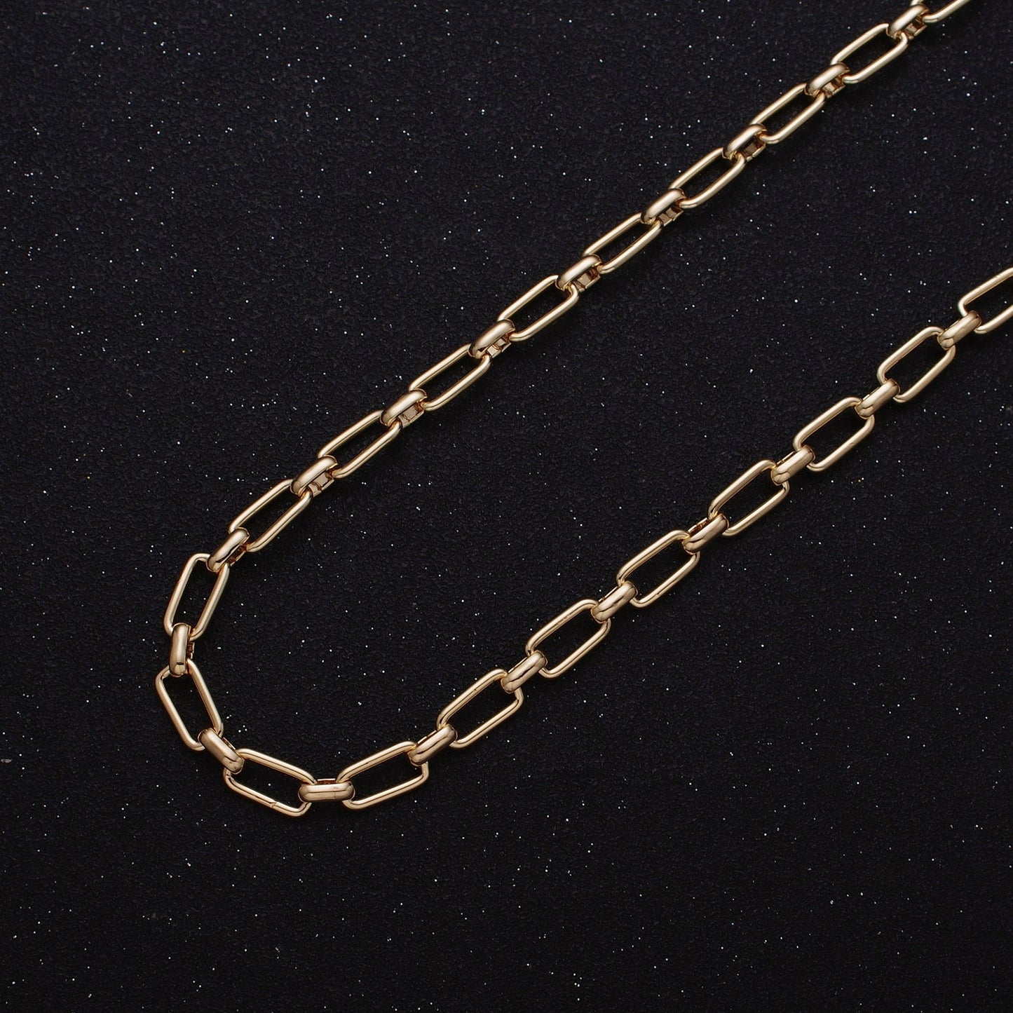 5.3mm Width Paperclip Chain 24K Gold Filled Chain by Yard, Elongated Link Chain Wholesale Unfinished Paper Clip Link Roll-1235