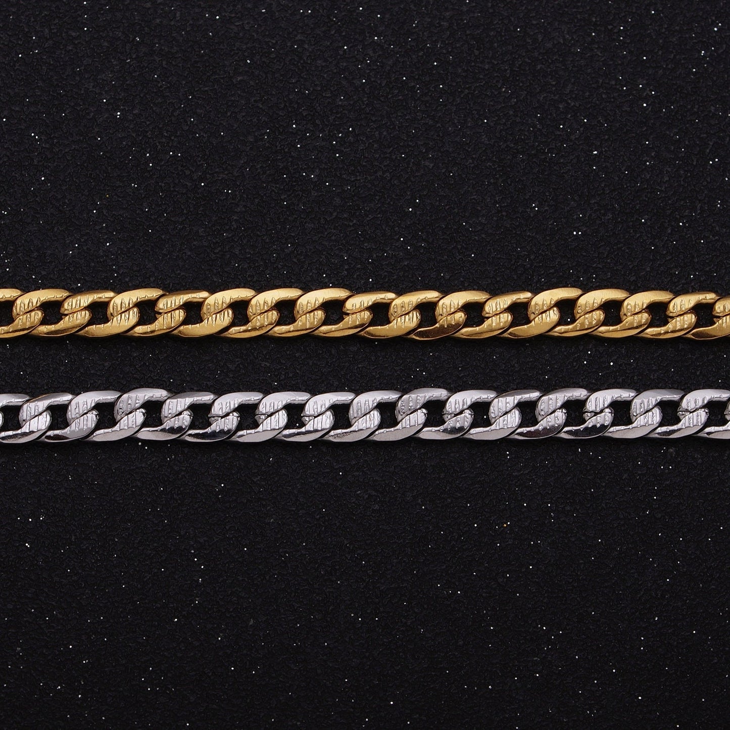 Textured 24k Gold Filled Cuban Link Chain 5.5mm Unfinished Unisex Curb Link Chain by Yard Wholesale Jewelry Making Supplies Roll-1311 1312