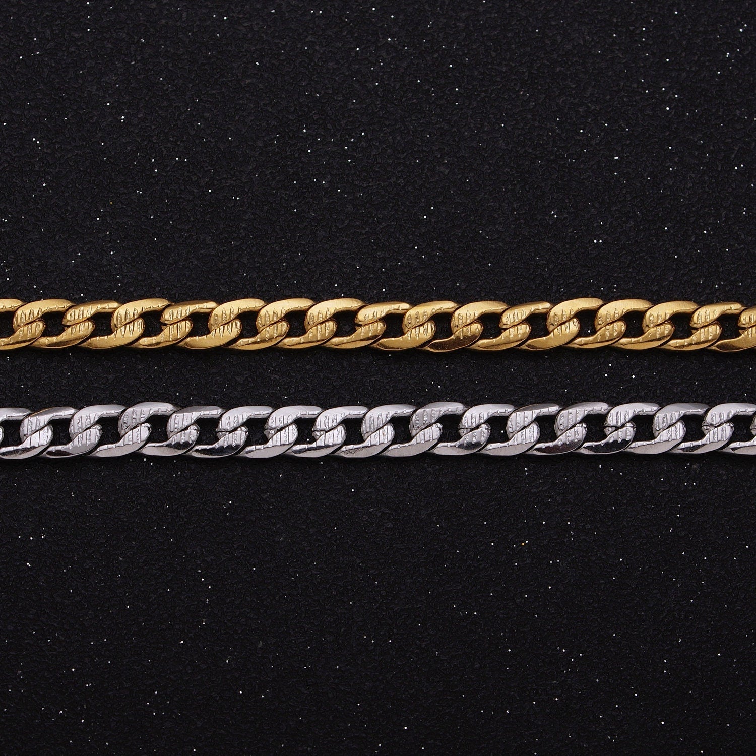 Textured 24k Gold Filled Cuban Link Chain 5.5mm Unfinished Unisex Curb Link Chain by Yard Wholesale Jewelry Making Supplies Roll-1311 1312