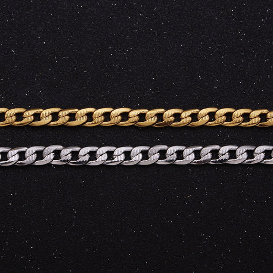 Textured 24k Gold Filled Cuban Link Chain 5.5mm Unfinished Unisex Curb Link Chain by Yard Wholesale Jewelry Making Supplies Roll-1311 1312