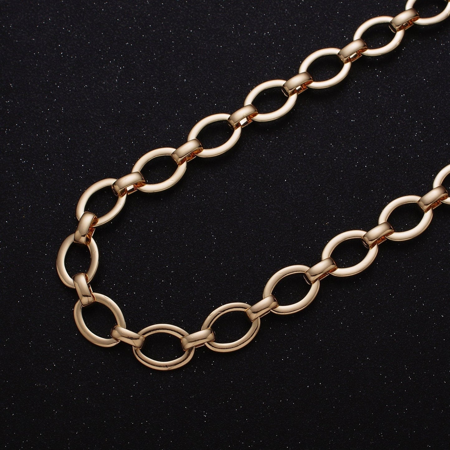 Chunky 16K Gold Filled Oval Cable Chain Unfinished Chain by Yard in Gold & Silver 12.5mm Width Bold Chain | ROLL-1223 ROLL-1224