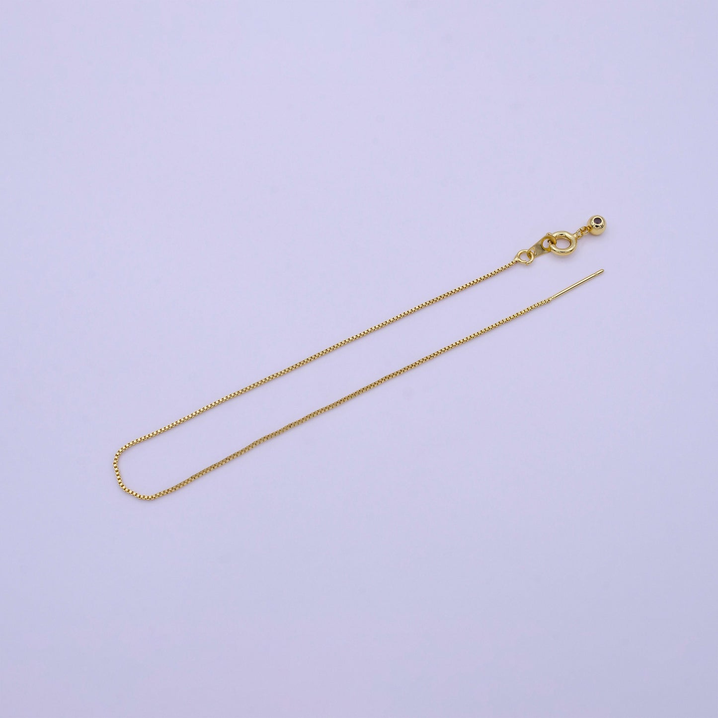 Fine 24k Gold Filled Chain Necklace, Adjustable Gold Chain, Fine Box Link Neck Chain, Thin Simple Layering Chain 19" Long Z360