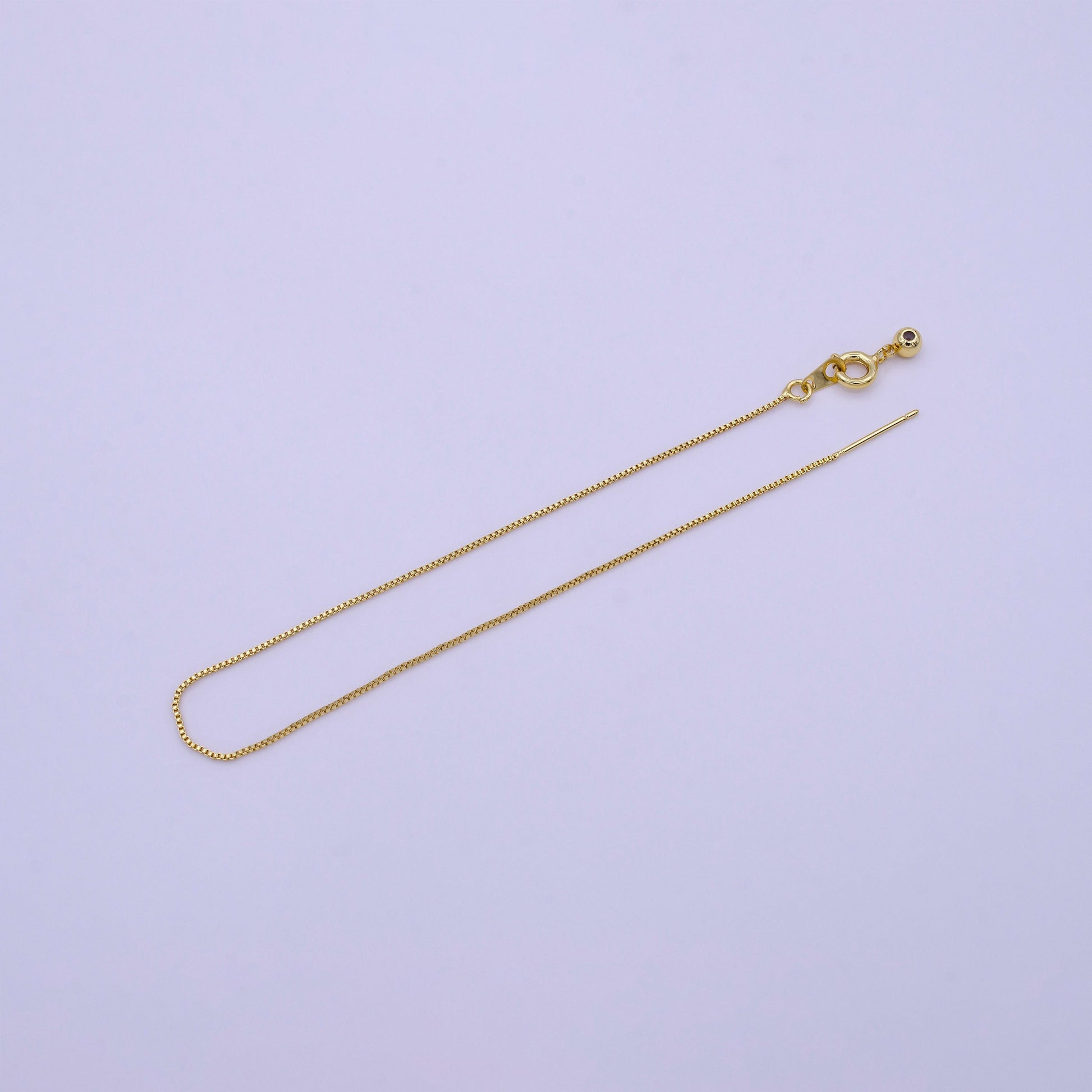 Fine 24k Gold Filled Chain Necklace, Adjustable Gold Chain, Fine Box Link Neck Chain, Thin Simple Layering Chain 19" Long Z360