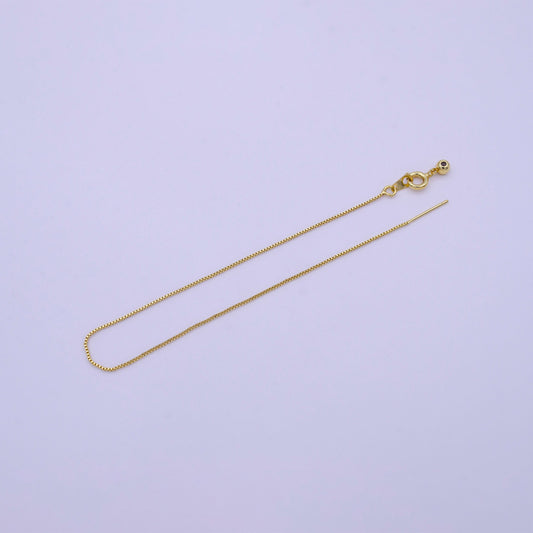 Fine 24k Gold Filled Chain Necklace, Adjustable Gold Chain, Fine Box Link Neck Chain, Thin Simple Layering Chain 19" Long Z360