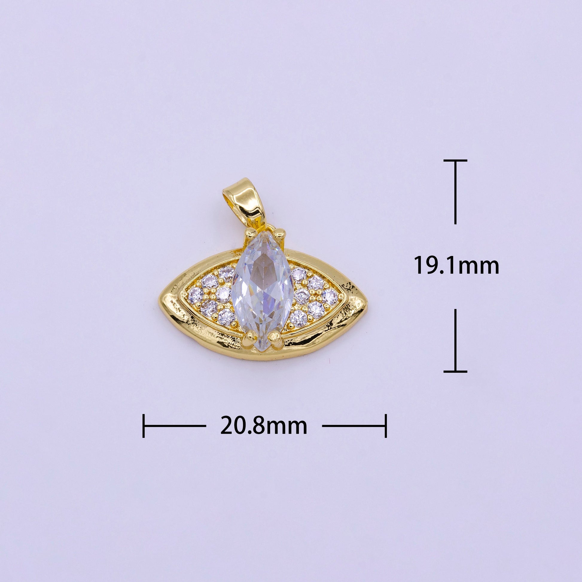 16K Gold Filled Green, Clear Marquise Evil Eye Micro Paved CZ Pendant | AA415 AA416