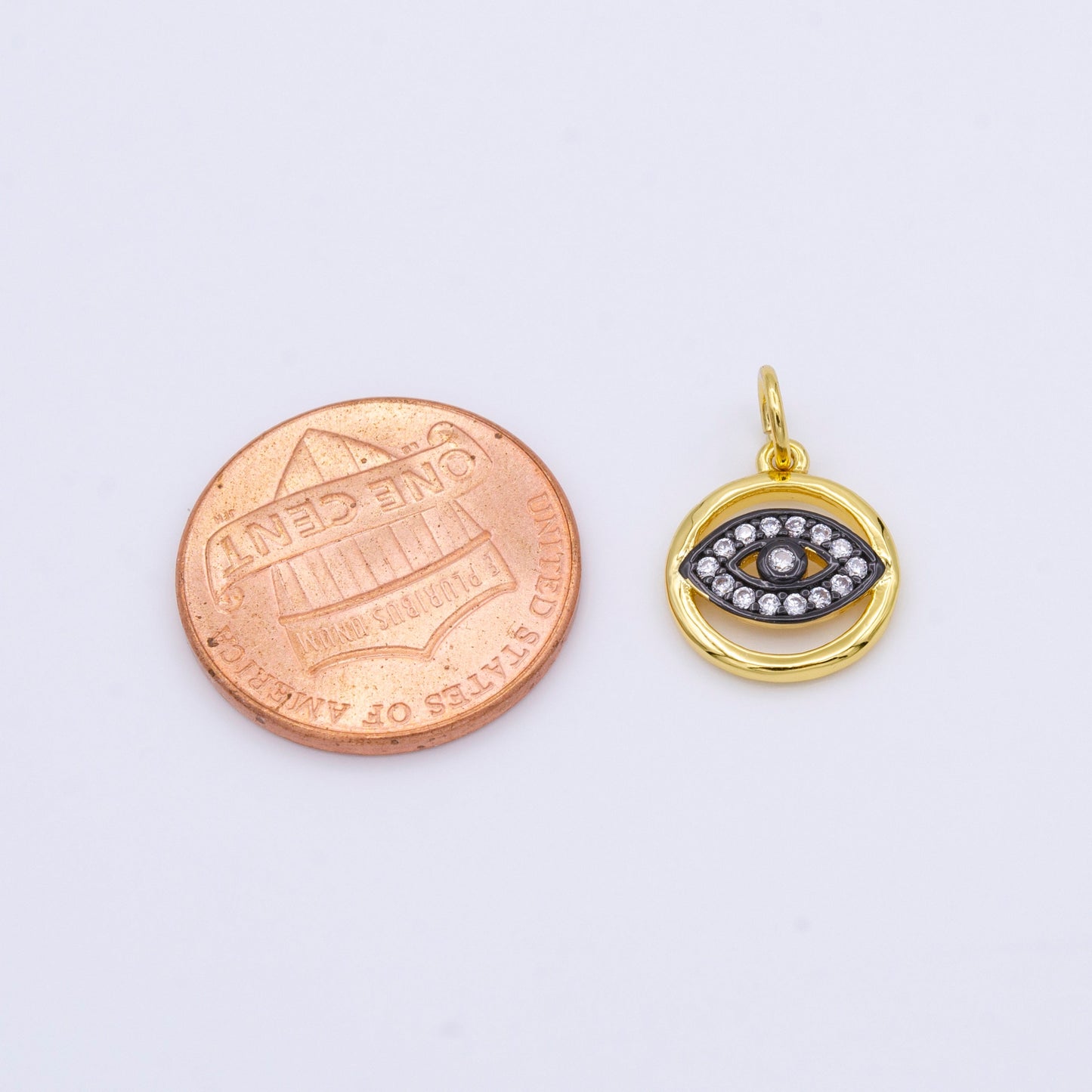 Mini Black Evil Eye Charm, Gold Plated Charm Eye of Ra Amulet Jewelry Pendants Cubic Zirconia AC356