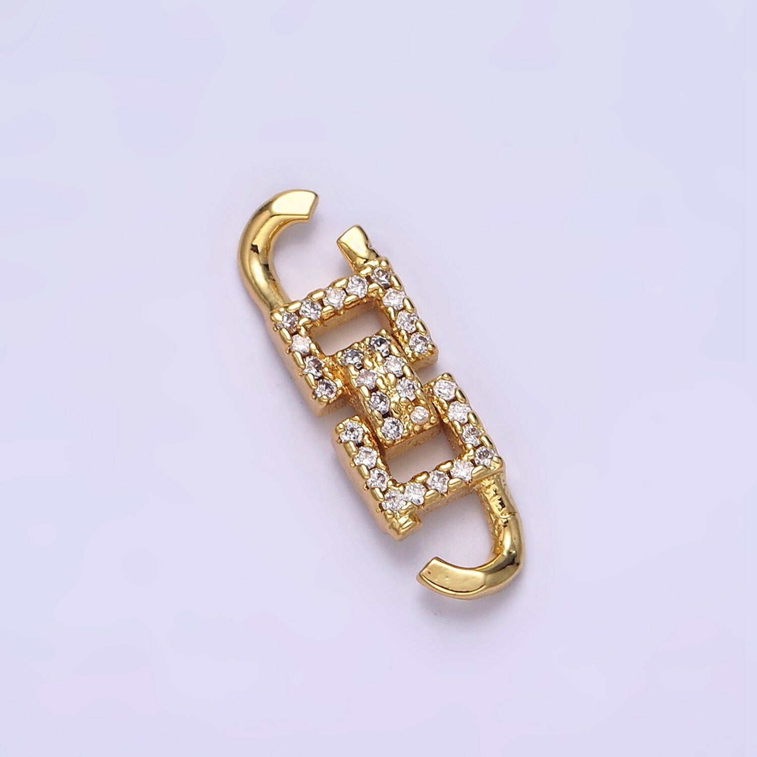 14K Gold Filled 20mm Modern Geometric Square Micro Paved CZ Link Connector | Y750