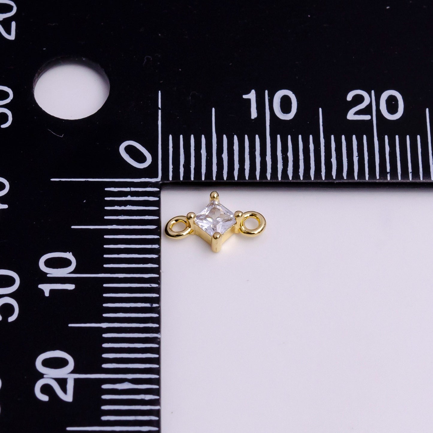 Mini Diamond Cubic Zirconia Charm Connector 16K Gold Filled 16.5mm Clear Rhombus CZ Link Connector | Y753