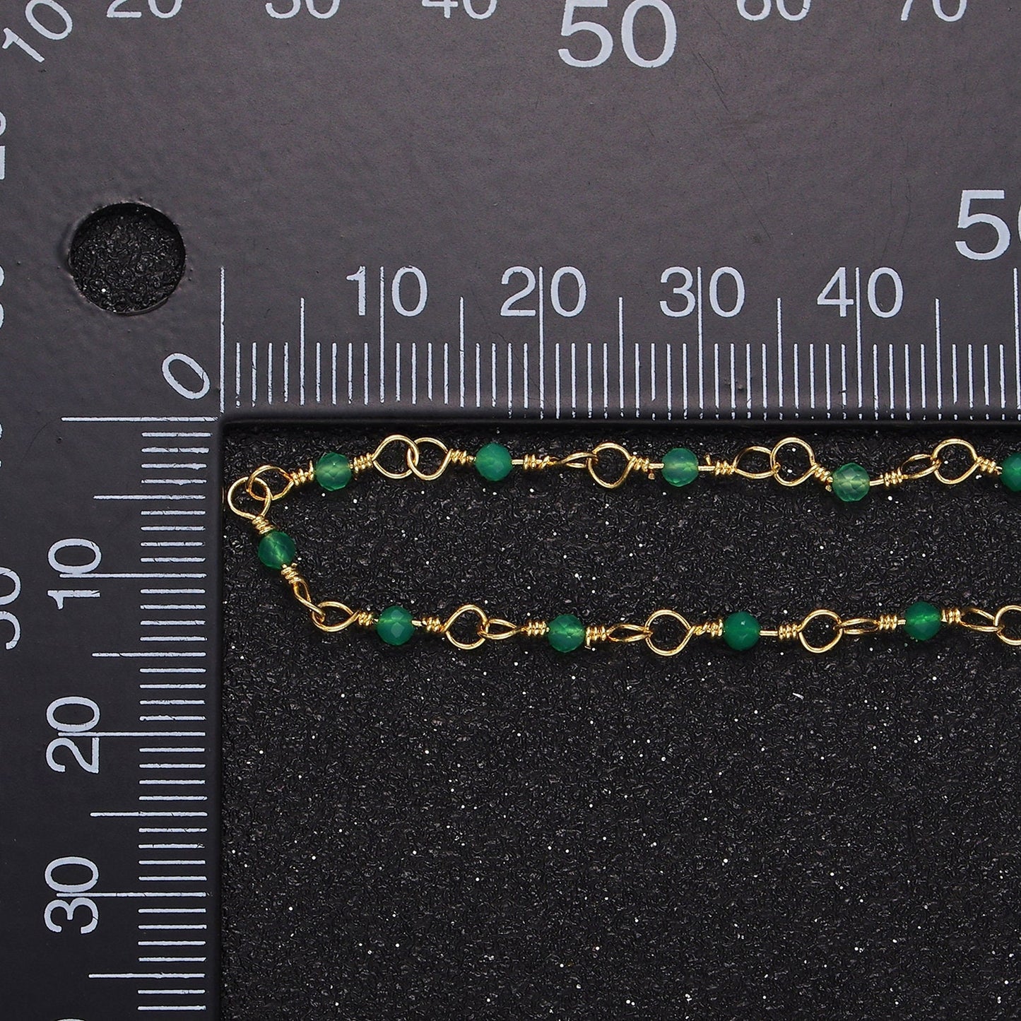 Green Satellite Chain by Yard, Beaded Chain Dainty Ball Charm High Quality bulk Chain for Jewelry Necklace, Bracelet, Anklet Roll-1389