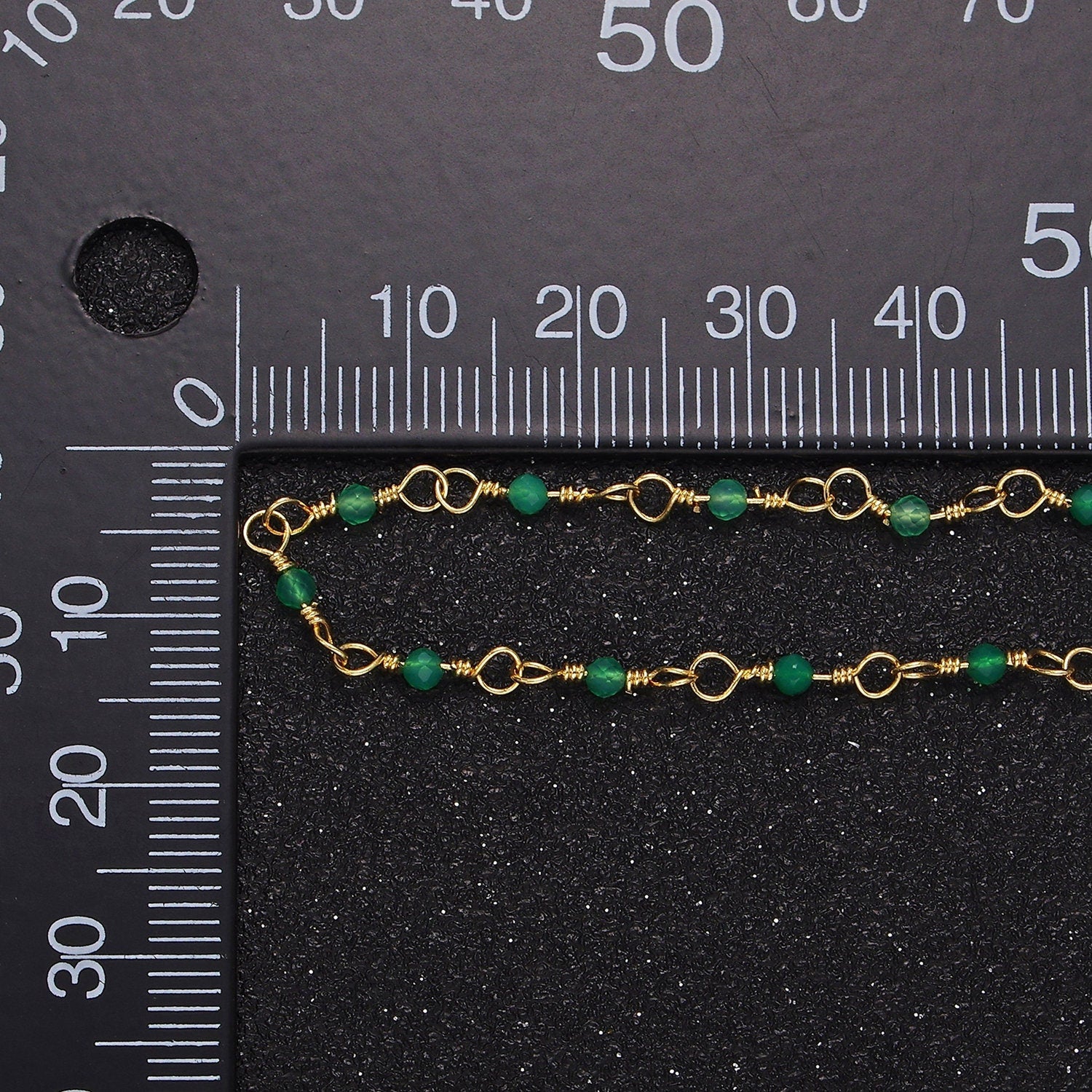 Green Satellite Chain by Yard, Beaded Chain Dainty Ball Charm High Quality bulk Chain for Jewelry Necklace, Bracelet, Anklet Roll-1389