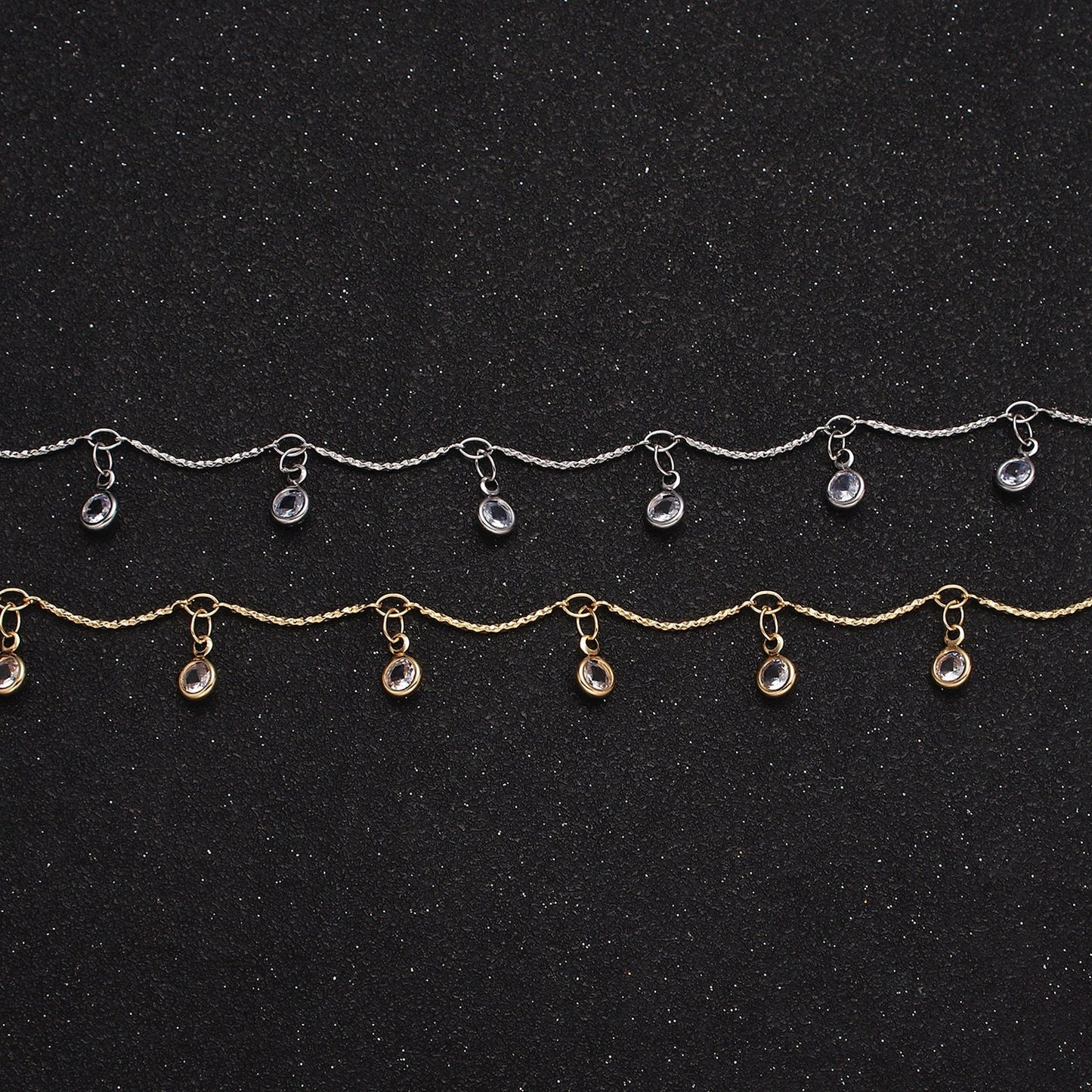 16K Gold Filled Clear Round Drop Textured Designed Unfinished Chain in Gold & Silver Wholesale Bulk Chain | ROLL-1363 ROLL-1364