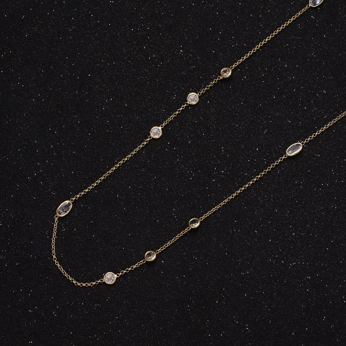 16K Gold Filled Clear Round Oval CZ Rolo Unfinished Chain in Gold & Silver Satellite Chain for Jewelry Making | ROLL-1365 ROLL-1366