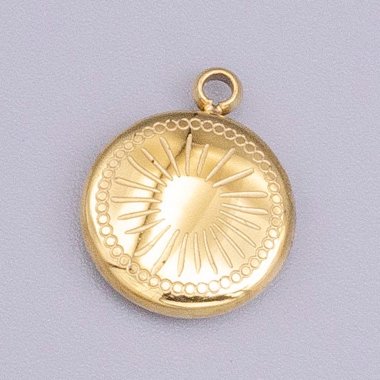 Mini Gold Silver Sun Charm- sun burst charm, Dainty Charms Stainless Steel Sun Charm, Sun Rays, Celestial Charm P-913