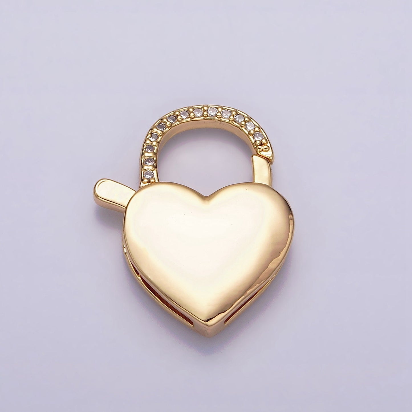 1 Micro Pave Gold Heart and Arch Lobster Clasp CZ Stone Silver Heart Clasp For Necklace Bracelet Component Love Jewelry End Clasp Z935