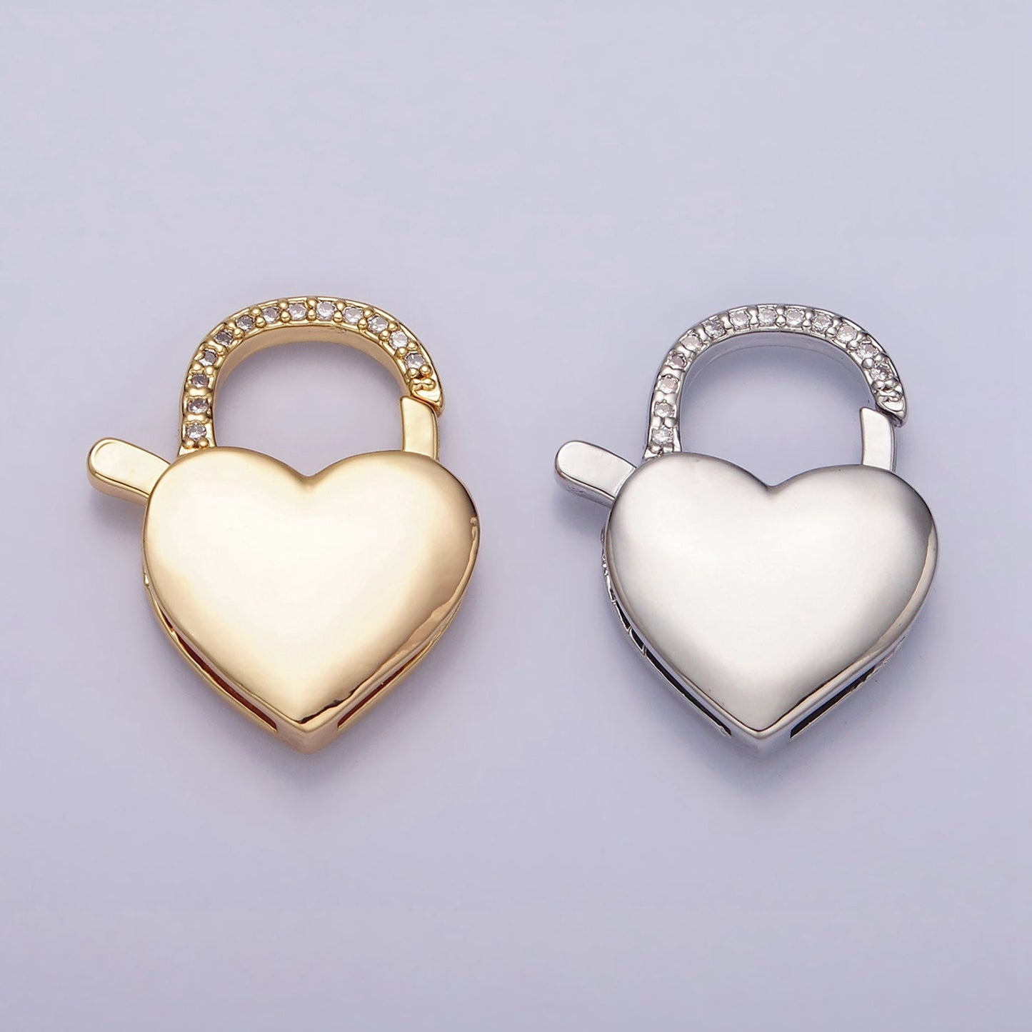 1 Micro Pave Gold Heart and Arch Lobster Clasp CZ Stone Silver Heart Clasp For Necklace Bracelet Component Love Jewelry End Clasp Z935