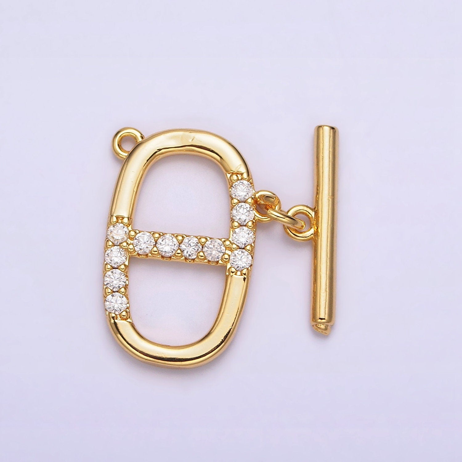 Micro Pave Gold Toggle Clasp, Gold Oval Soda Cap OT Clasp Fancy Design OT Clasp Bulk Supply for Bracelet Necklace Component Z-465