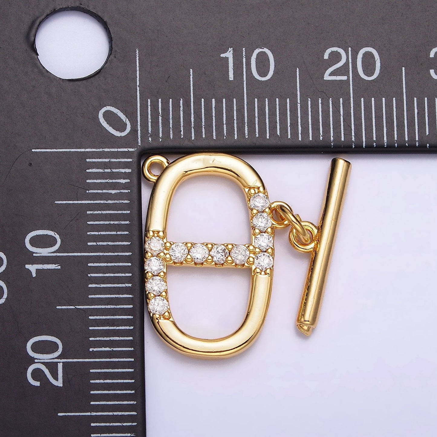 Micro Pave Gold Toggle Clasp, Gold Oval Soda Cap OT Clasp Fancy Design OT Clasp Bulk Supply for Bracelet Necklace Component Z-465