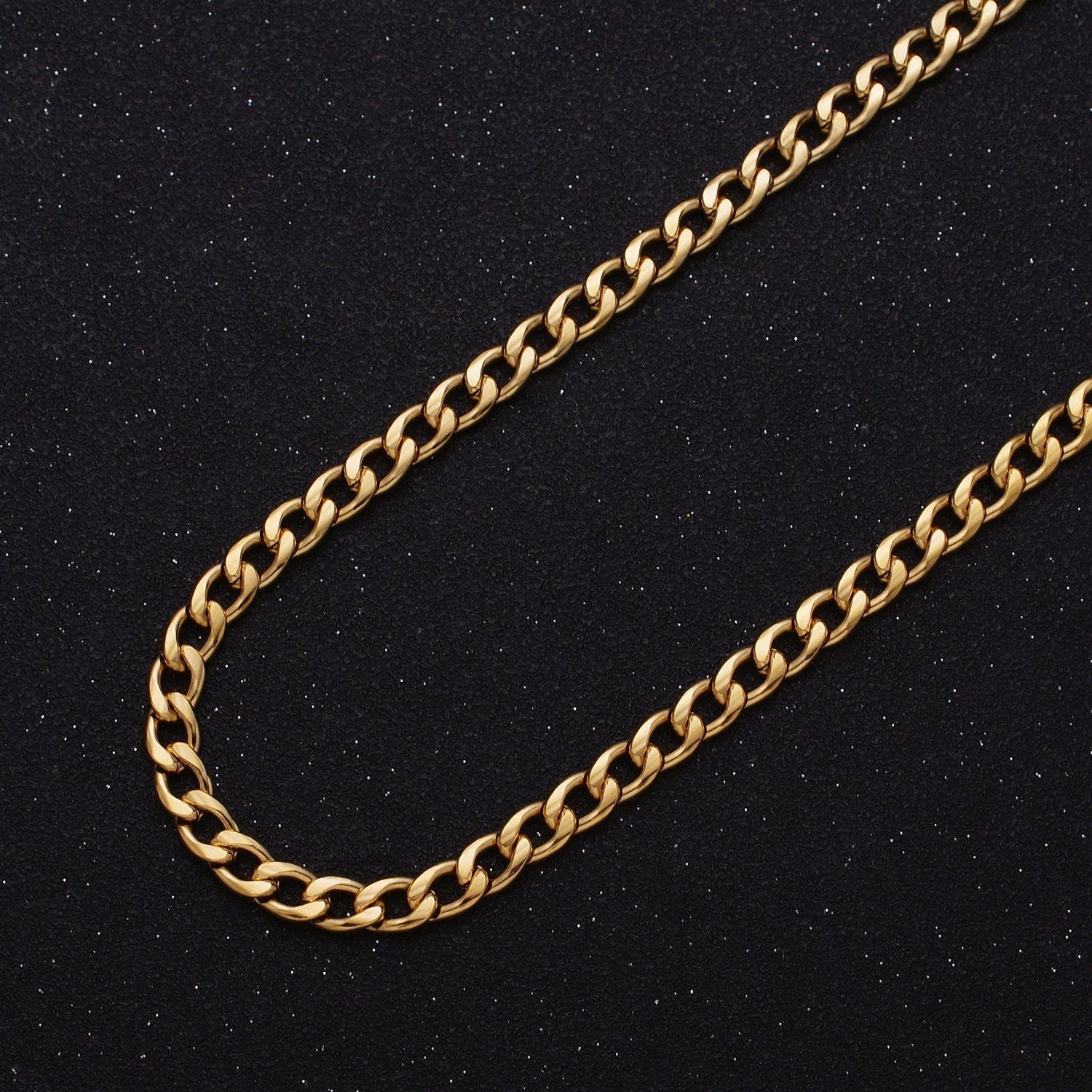 24K Gold Filled Curb Chain by Yard, Silver Curb Chain Wholesale bulk Roll Chain for Jewelry Making 5.2mm width Roll-1293