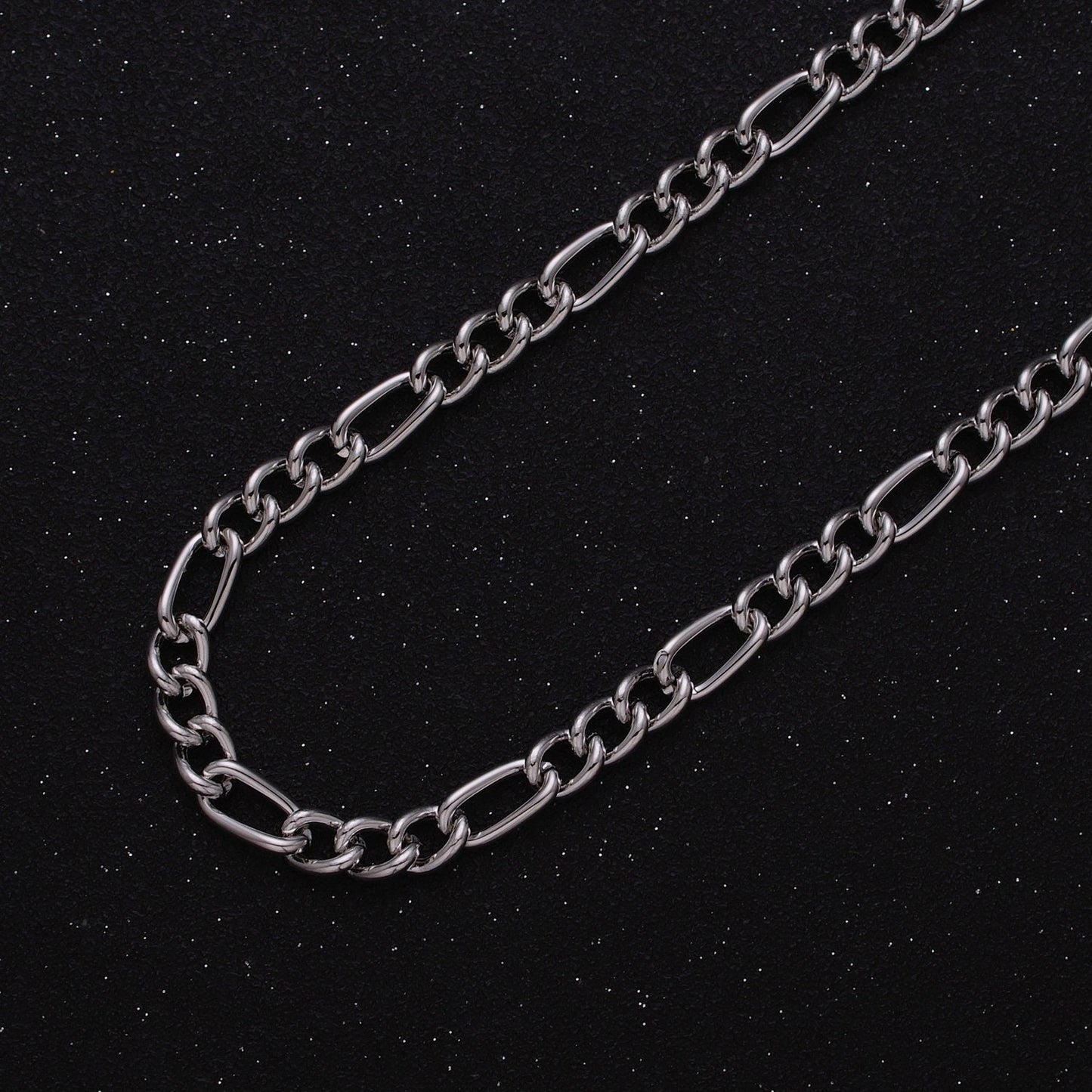 16K Gold Filled 5.3mm Figaro Unfinished Chain by Yard in Gold & Silver | ROLL-1233 ROLL-1234
