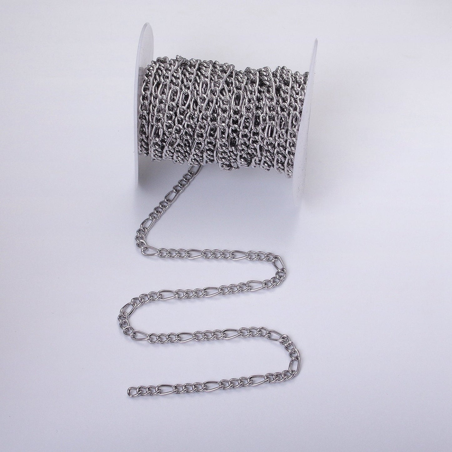 16K Gold Filled 5.3mm Figaro Unfinished Chain by Yard in Gold & Silver | ROLL-1233 ROLL-1234