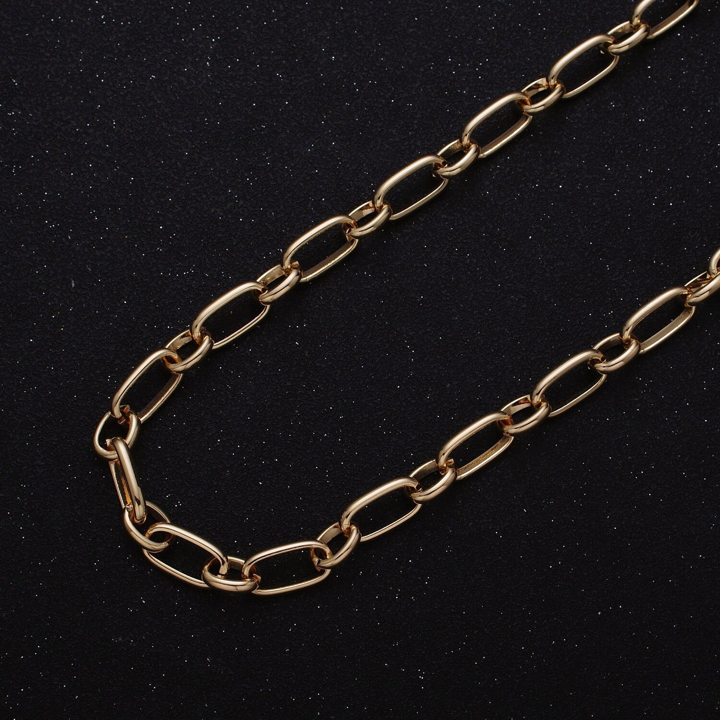 16K Gold Filled 7.2mm Width Oval Paperclip Cable Link Unfinished Chain by Yard in Gold & Silver | ROLL-1229 ROLL-1230
