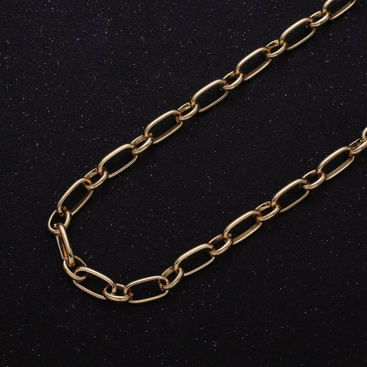 16K Gold Filled 7.2mm Width Oval Paperclip Cable Link Unfinished Chain by Yard in Gold & Silver | ROLL-1229 ROLL-1230