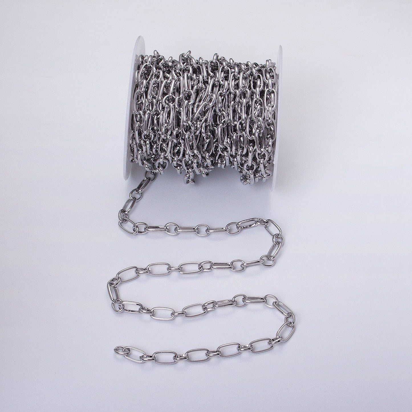16K Gold Filled 7.2mm Width Oval Paperclip Cable Link Unfinished Chain by Yard in Gold & Silver | ROLL-1229 ROLL-1230