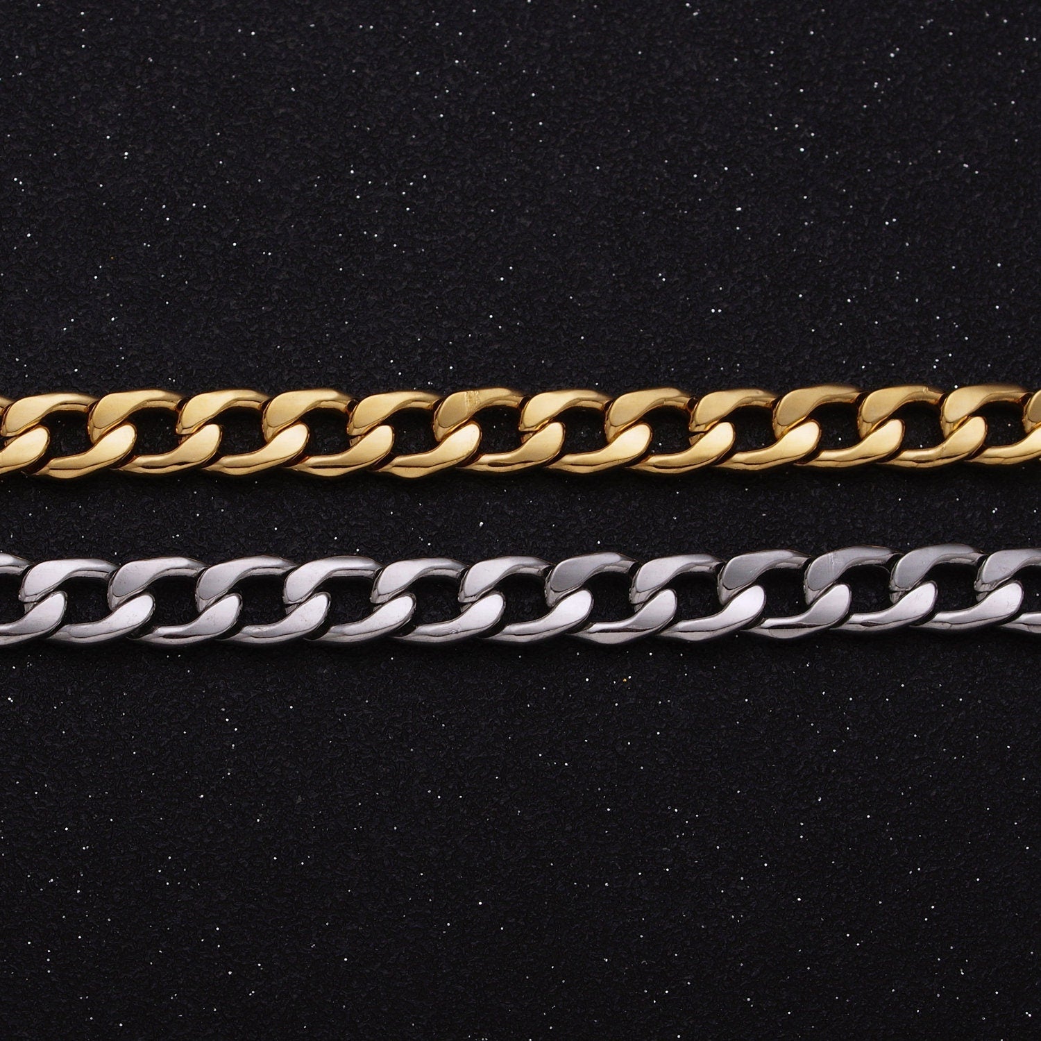 24k Gold Filled Cuban Link Chain 7.5mm Unfinished Unisex Curb Link Chain by Yard Wholesale Jewelry Making Supplies Roll-1283 1284
