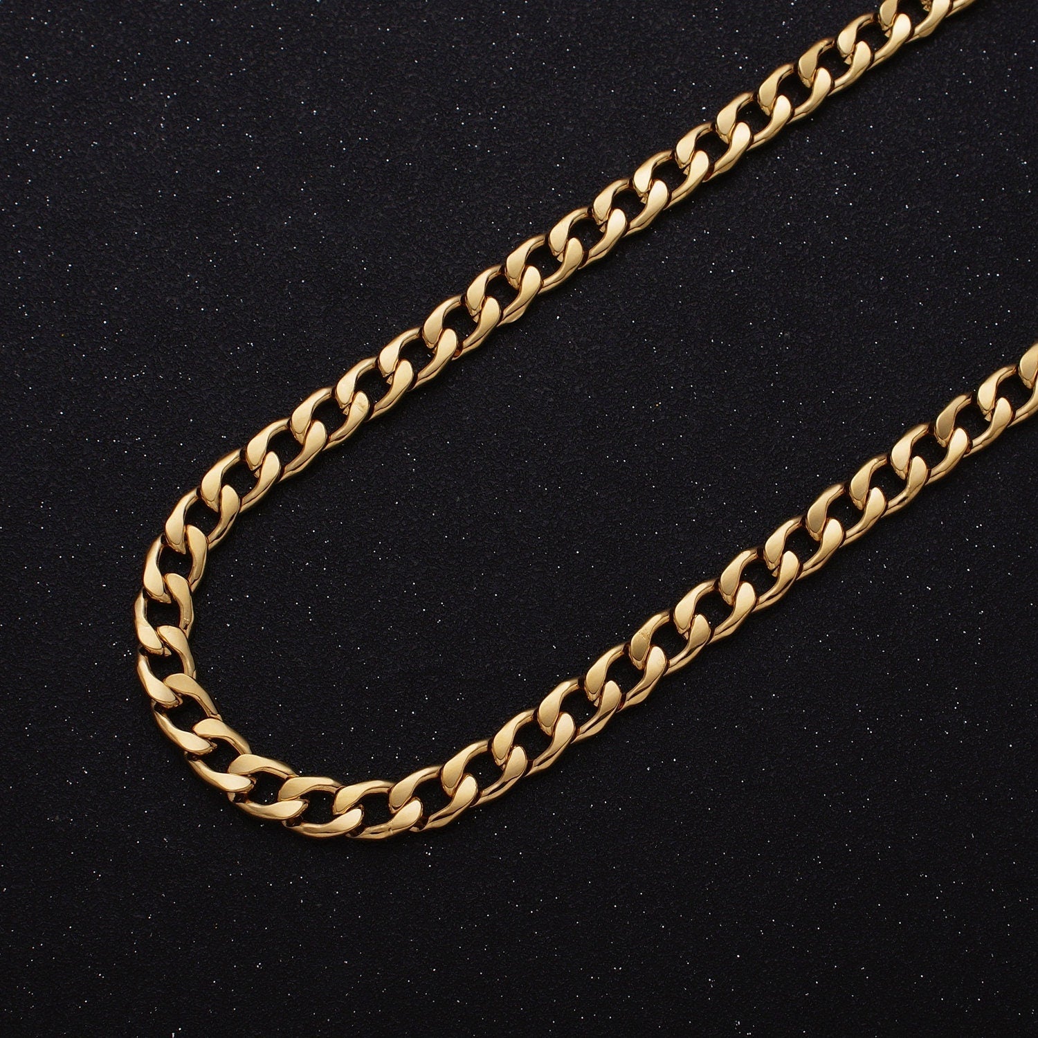 24k Gold Filled Cuban Link Chain 7.5mm Unfinished Unisex Curb Link Chain by Yard Wholesale Jewelry Making Supplies Roll-1283 1284