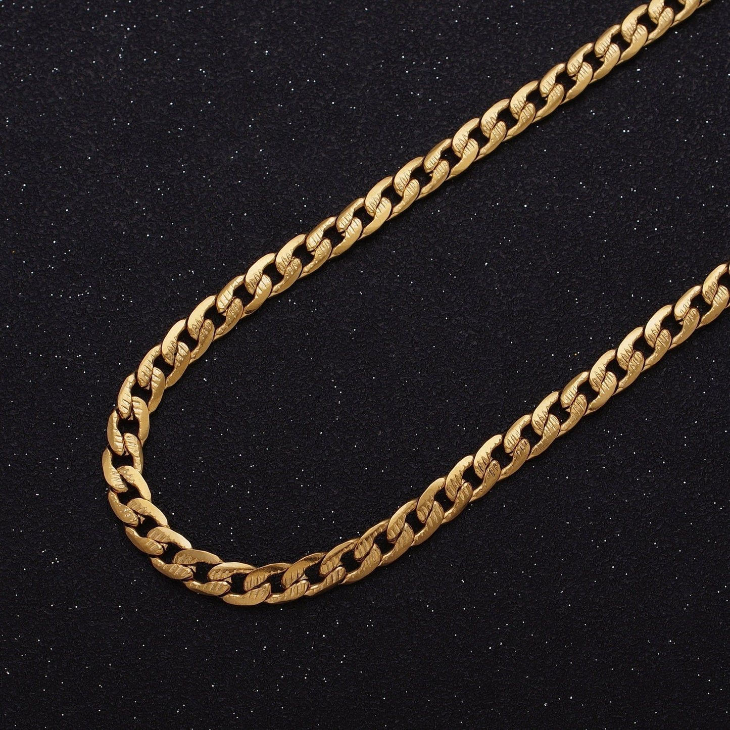 Textured 24k Gold Filled Cuban Link Chain 5.5mm Unfinished Unisex Curb Link Chain by Yard Wholesale Jewelry Making Supplies Roll-1311 1312