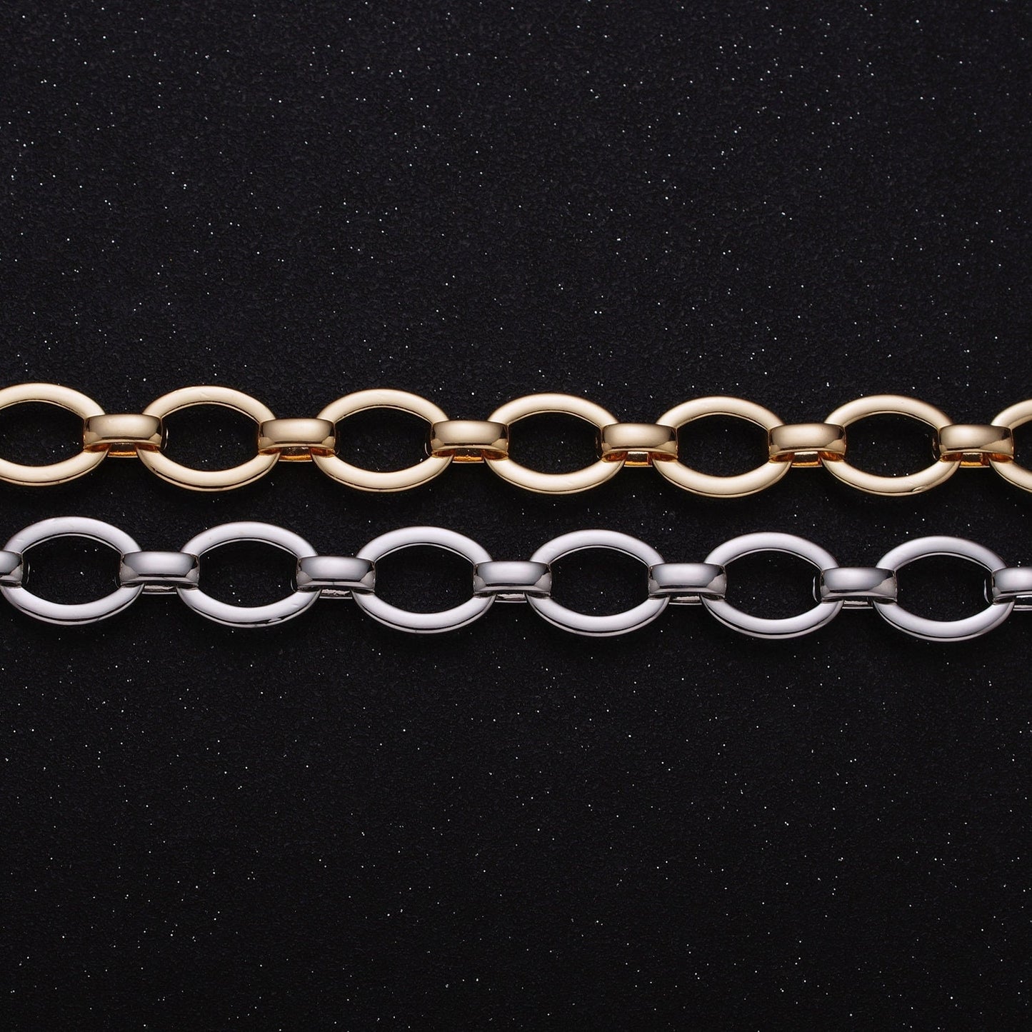Chunky 16K Gold Filled Oval Cable Chain Unfinished Chain by Yard in Gold & Silver 12.5mm Width Bold Chain | ROLL-1223 ROLL-1224