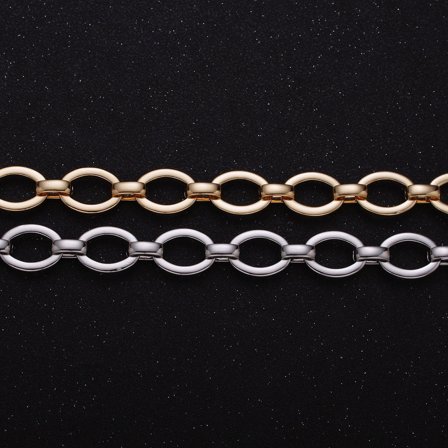 Chunky 16K Gold Filled Oval Cable Chain Unfinished Chain by Yard in Gold & Silver 12.5mm Width Bold Chain | ROLL-1223 ROLL-1224