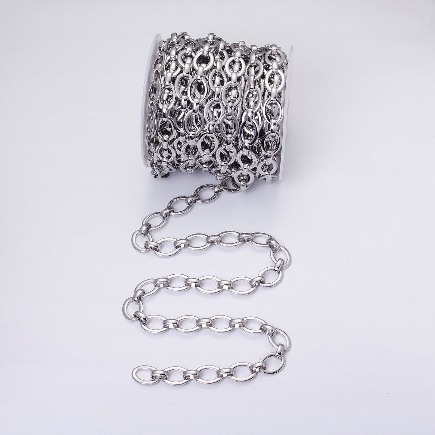Chunky 16K Gold Filled Oval Cable Chain Unfinished Chain by Yard in Gold & Silver 12.5mm Width Bold Chain | ROLL-1223 ROLL-1224