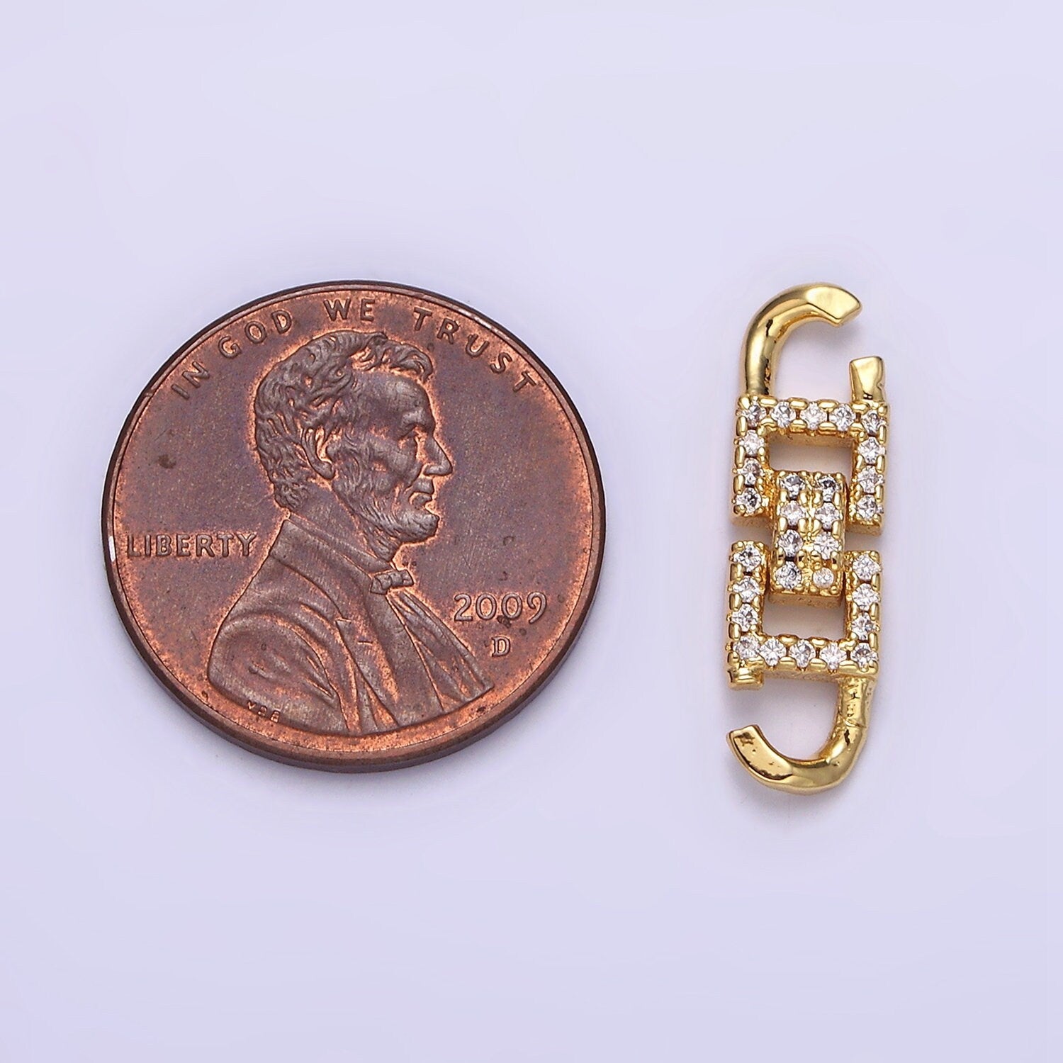 14K Gold Filled 20mm Modern Geometric Square Micro Paved CZ Link Connector | Y750