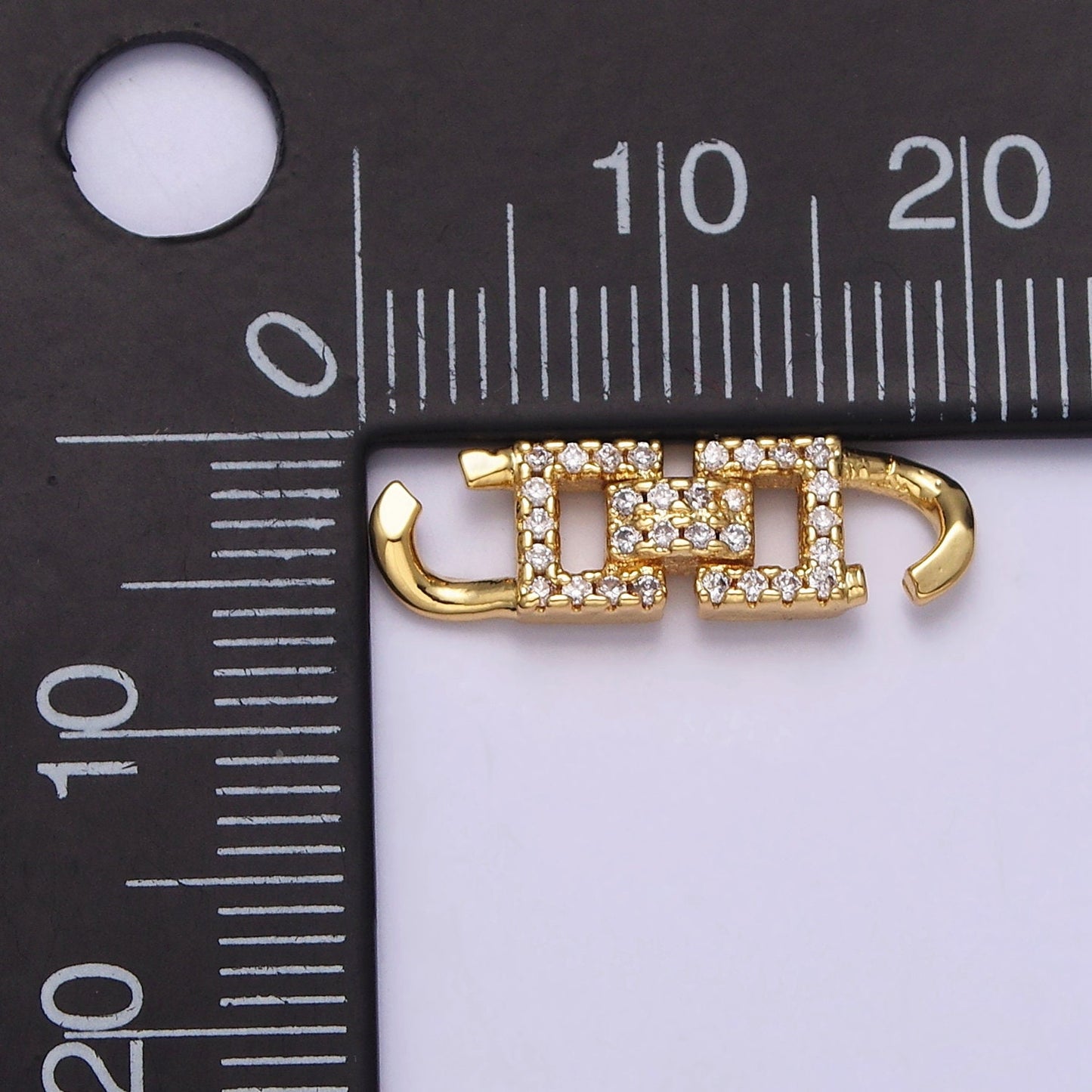 14K Gold Filled 20mm Modern Geometric Square Micro Paved CZ Link Connector | Y750