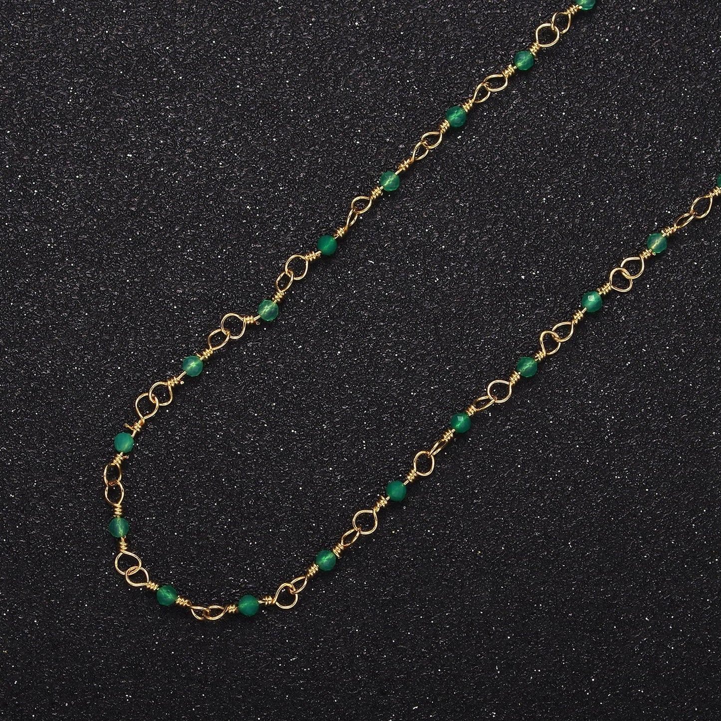Green Satellite Chain by Yard, Beaded Chain Dainty Ball Charm High Quality bulk Chain for Jewelry Necklace, Bracelet, Anklet Roll-1389