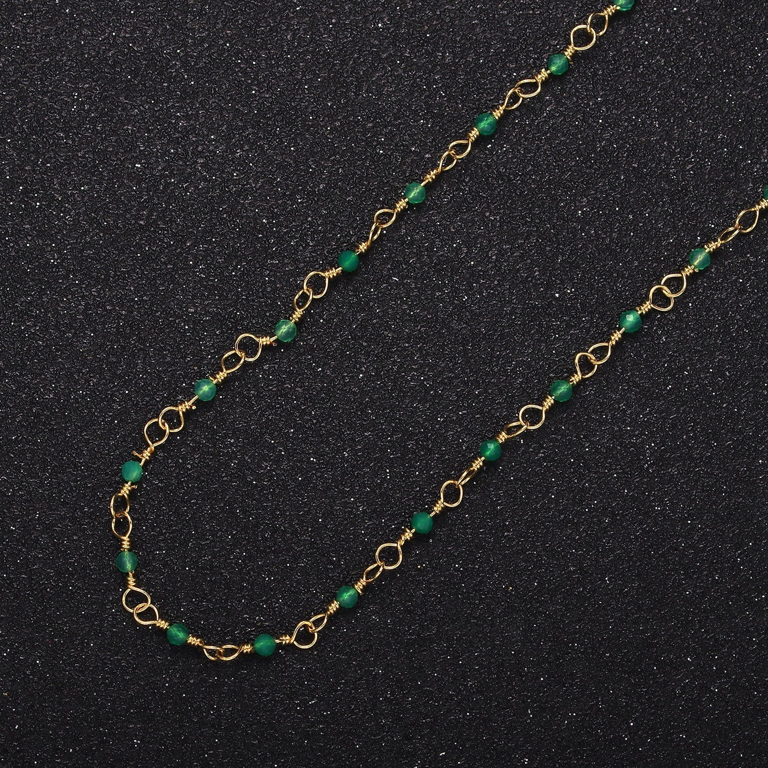 Green Satellite Chain by Yard, Beaded Chain Dainty Ball Charm High Quality bulk Chain for Jewelry Necklace, Bracelet, Anklet Roll-1389