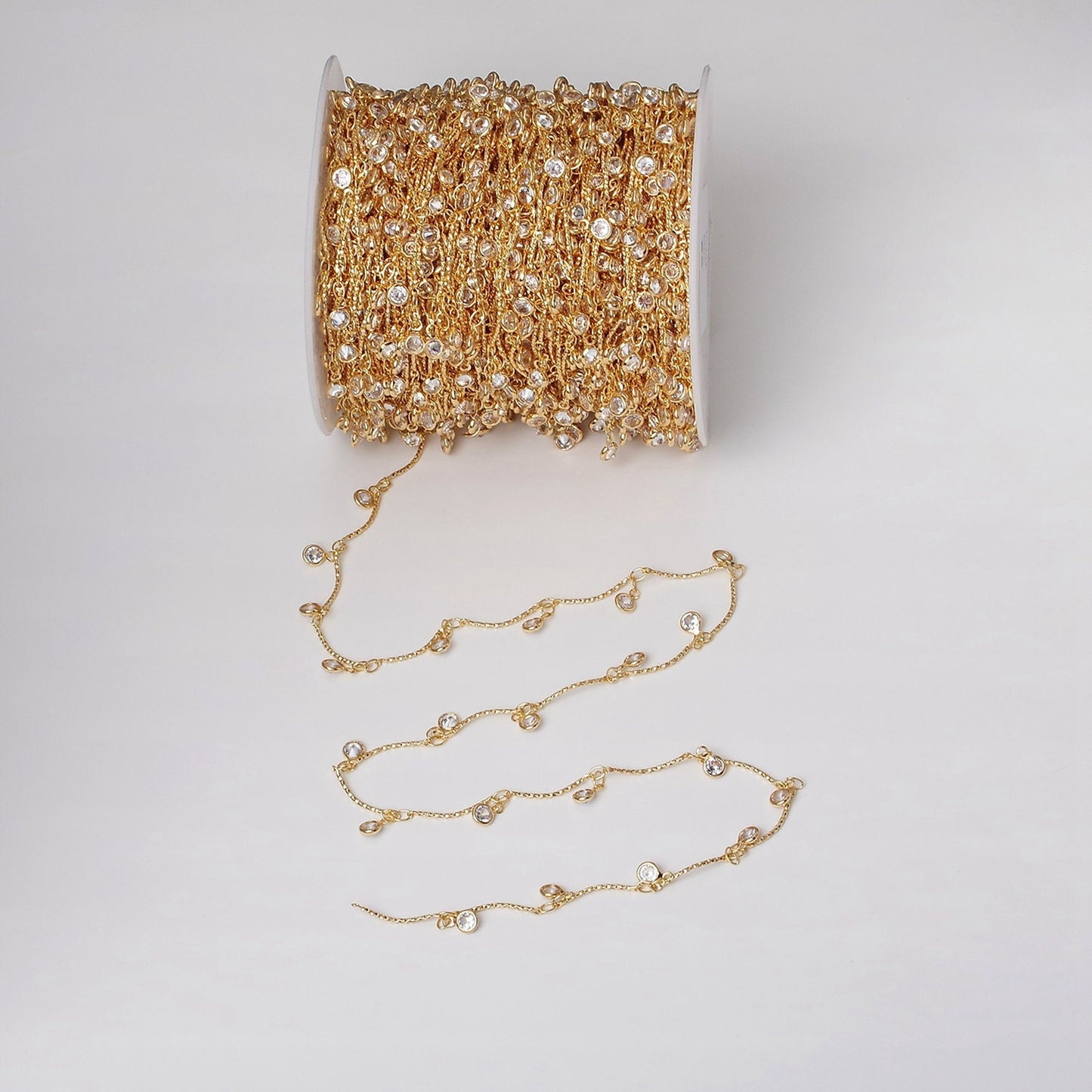 16K Gold Filled Clear Round Drop Textured Designed Unfinished Chain in Gold & Silver Wholesale Bulk Chain | ROLL-1363 ROLL-1364