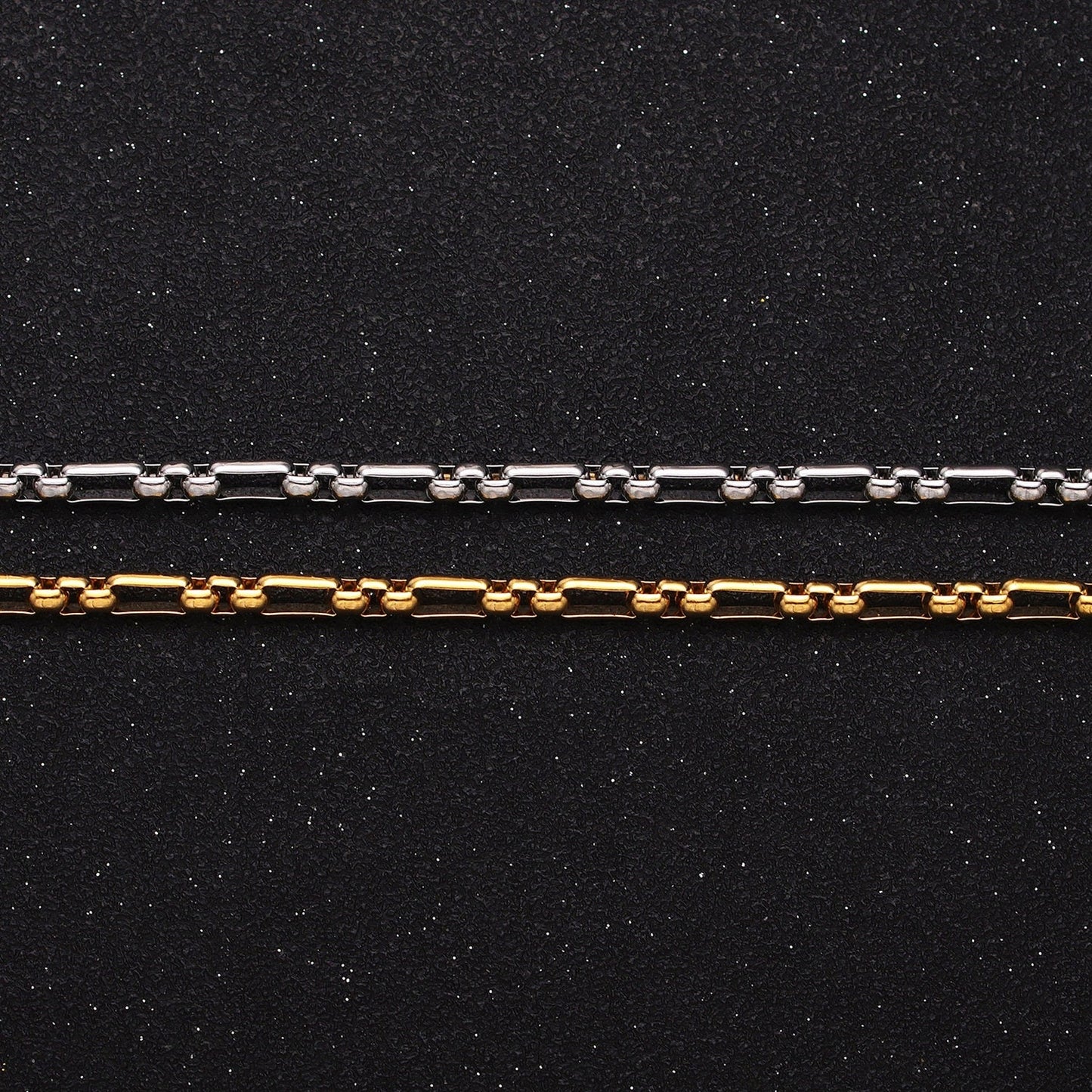 Unique Paper Clip Cable with Rolo Link 24k Gold Filled 3.5mm Unique Cable Chain Link Unfinished Yard Chain in Gold & Silver | ROLL-1315