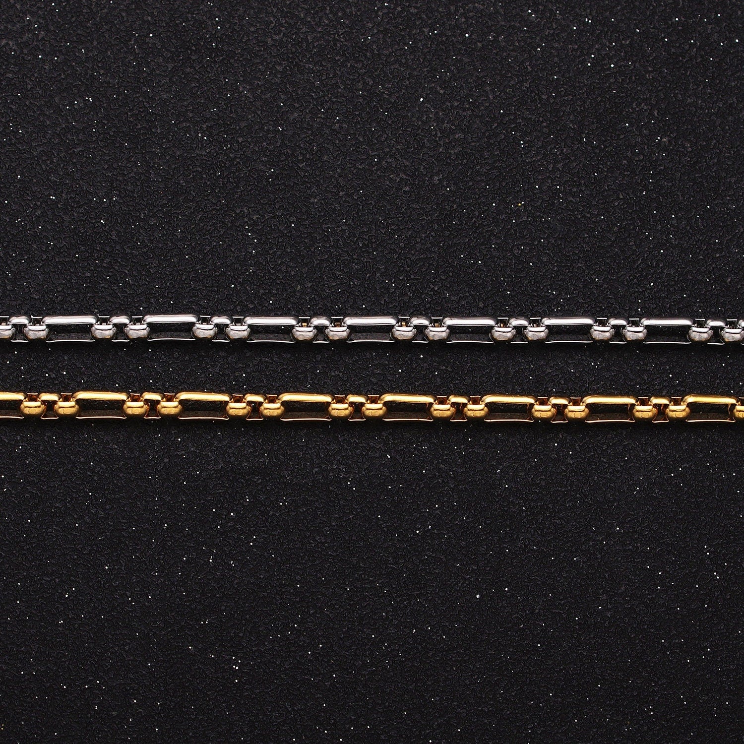 Unique Paper Clip Cable with Rolo Link 24k Gold Filled 3.5mm Unique Cable Chain Link Unfinished Yard Chain in Gold & Silver | ROLL-1315