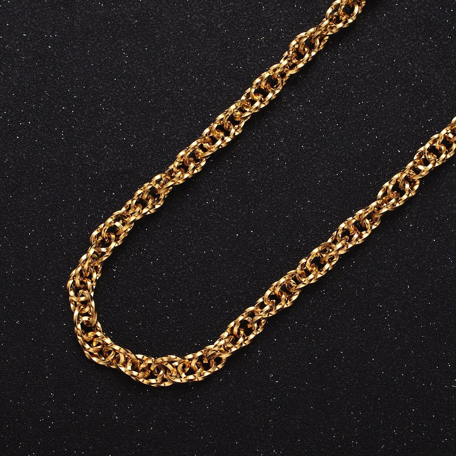 Faceted Double Prince of Wales style Chain Link Chunky 24k Gold Filled 6.1mm Unique Cable Chain Unfinished Chain Gold & Silver | ROLL-1307