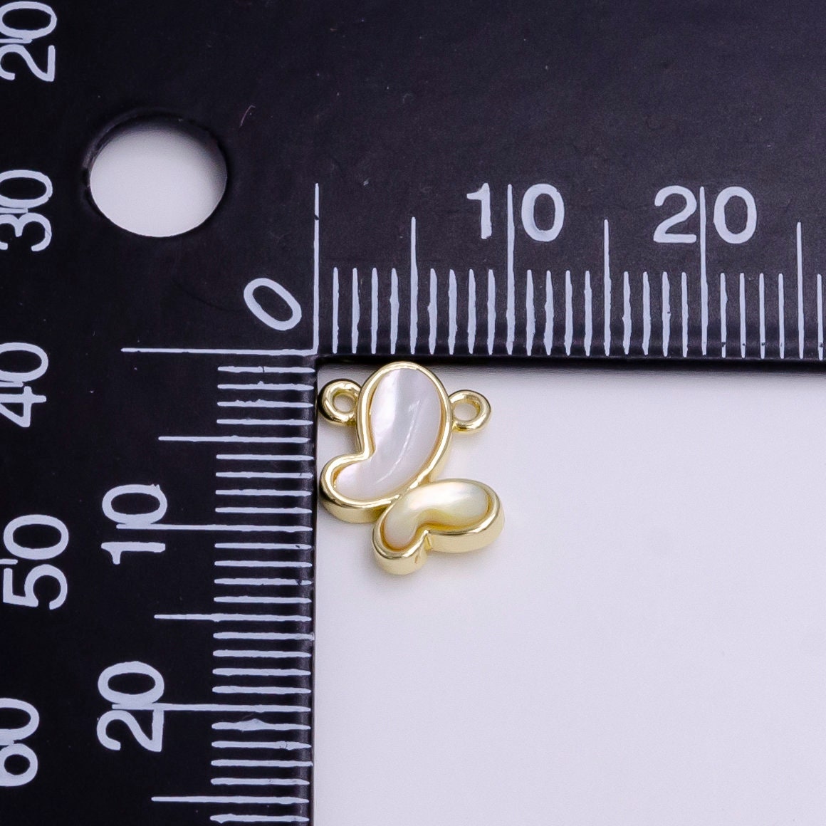 14K Gold Filled Dainty Butterfly Mariposa Shell Pearl Top Charm Connector for Necklace Bracelet component | Y-904