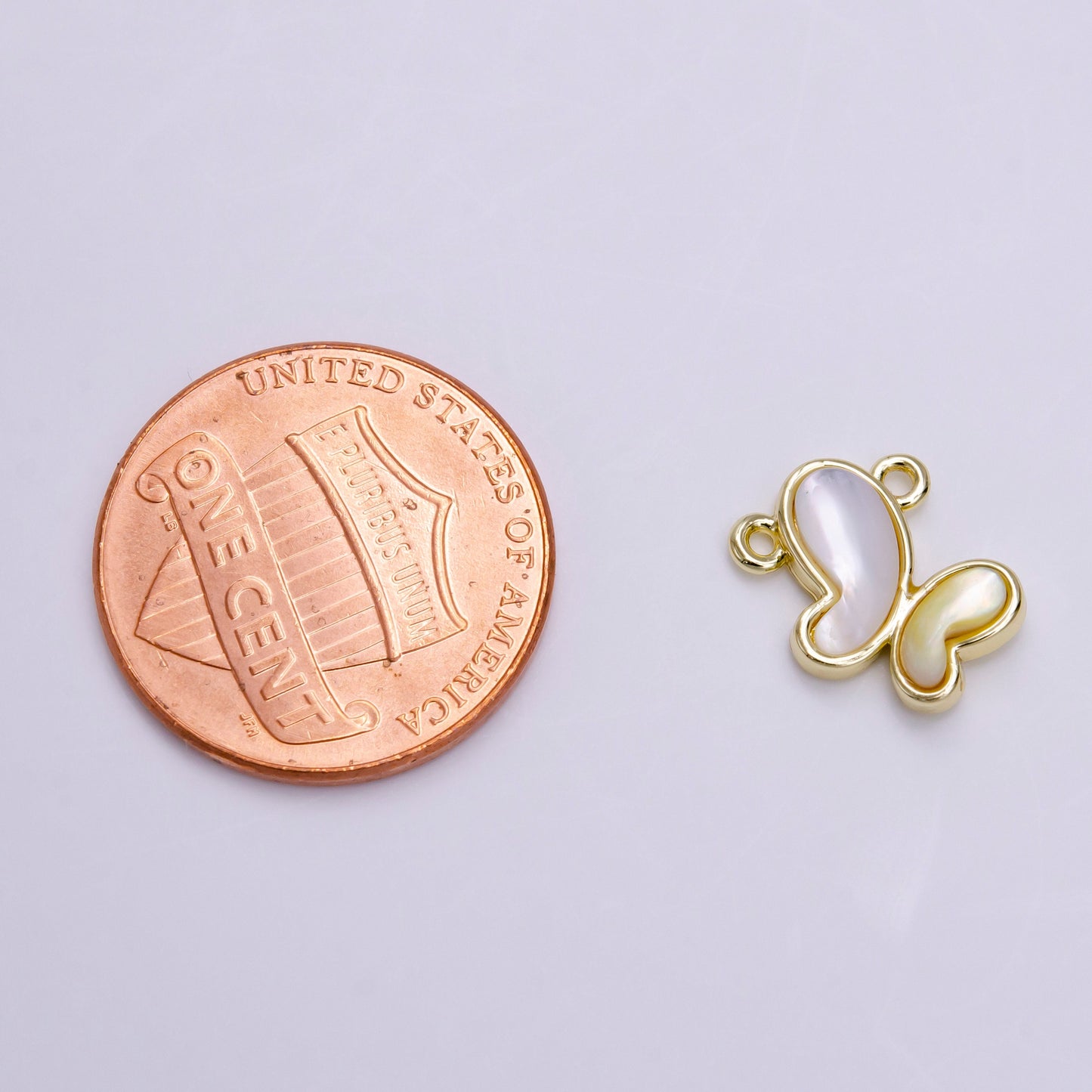 14K Gold Filled Dainty Butterfly Mariposa Shell Pearl Top Charm Connector for Necklace Bracelet component | Y-904